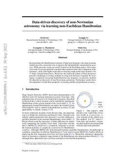 Data-driven discovery of non-Newtonian astronomy via learning
  non-Euclidean Hamiltonian