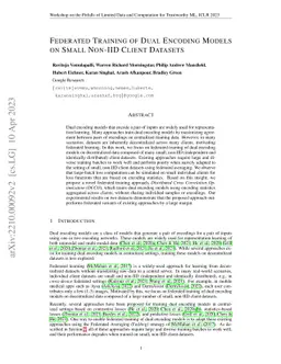Federated Training of Dual Encoding Models on Small Non-IID Client
  Datasets