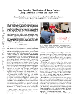 Deep Learning Classification of Touch Gestures Using Distributed Normal
  and Shear Force