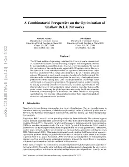 A Combinatorial Perspective on the Optimization of Shallow ReLU Networks