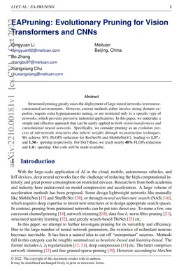 EAPruning: Evolutionary Pruning for Vision Transformers and CNNs