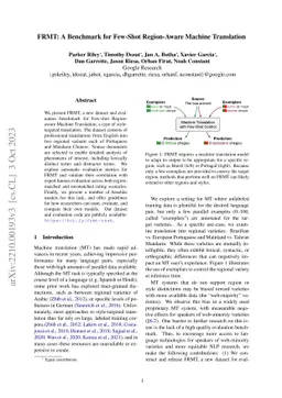 FRMT: A Benchmark for Few-Shot Region-Aware Machine Translation