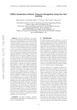 Offline Handwritten Amharic Character Recognition Using Few-shot
  Learning