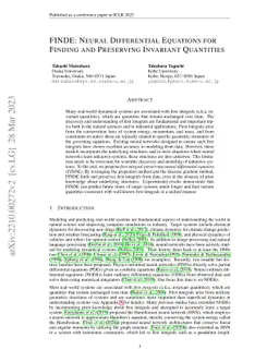 FINDE: Neural Differential Equations for Finding and Preserving
  Invariant Quantities