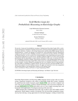 Swift Markov Logic for Probabilistic Reasoning on Knowledge Graphs