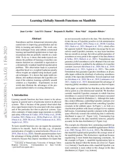 Learning Globally Smooth Functions on Manifolds