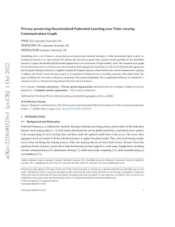 Privacy-preserving Decentralized Federated Learning over Time-varying
  Communication Graph