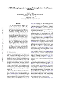 MALM: Mixing Augmented Language Modeling for Zero-Shot Machine
  Translation