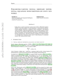 Parameter-varying neural ordinary differential equations with
  partition-of-unity networks