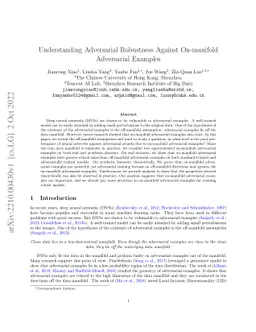 Understanding Adversarial Robustness Against On-manifold Adversarial
  Examples