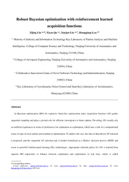 Robust Bayesian optimization with reinforcement learned acquisition
  functions