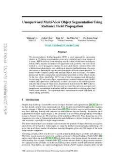Unsupervised Multi-View Object Segmentation Using Radiance Field
  Propagation