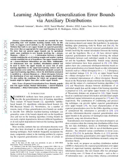 Learning Algorithm Generalization Error Bounds via Auxiliary
  Distributions