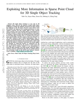 Exploiting More Information in Sparse Point Cloud for 3D Single Object
  Tracking