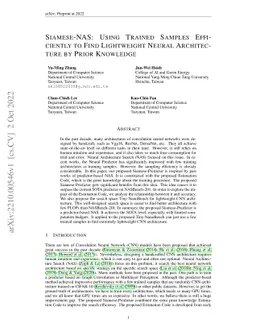 Siamese-NAS: Using Trained Samples Efficiently to Find Lightweight
  Neural Architecture by Prior Knowledge