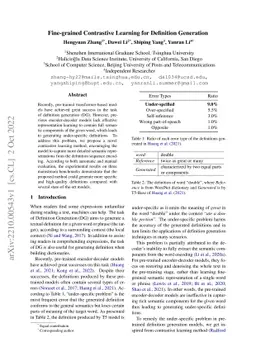 Fine-grained Contrastive Learning for Definition Generation