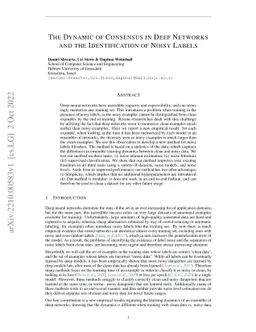 The Dynamic of Consensus in Deep Networks and the Identification of
  Noisy Labels