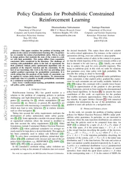 Policy Gradients for Probabilistic Constrained Reinforcement Learning