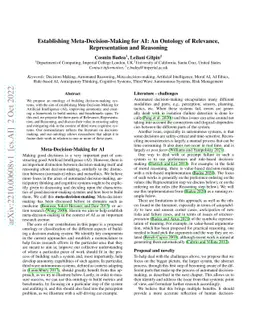 Establishing Meta-Decision-Making for AI: An Ontology of Relevance,
  Representation and Reasoning