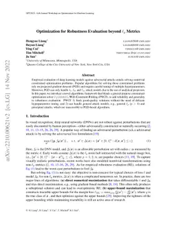 Optimization for Robustness Evaluation beyond $\ell_p$ Metrics