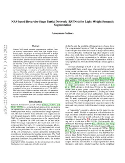 NAS-based Recursive Stage Partial Network (RSPNet) for Light-Weight
  Semantic Segmentation