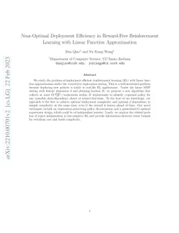 Near-Optimal Deployment Efficiency in Reward-Free Reinforcement Learning
  with Linear Function Approximation