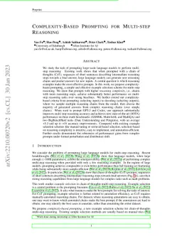 Complexity-Based Prompting for Multi-Step Reasoning