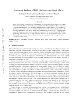 Sentiment Analysis of ESG disclosures on Stock Market