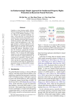 An Embarrassingly Simple Approach for Intellectual Property Rights
  Protection on Recurrent Neural Networks