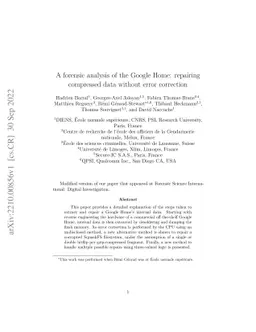 A forensic analysis of the Google Home: repairing compressed data
  without error correction