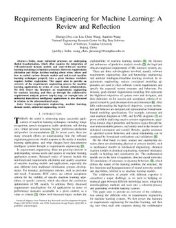 Requirements Engineering for Machine Learning: A Review and Reflection