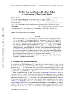 On Best-Arm Identification with a Fixed Budget in Non-Parametric
  Multi-Armed Bandits