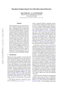 Hypothesis Engineering for Zero-Shot Hate Speech Detection