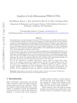 Analysis of (sub-)Riemannian PDE-G-CNNs