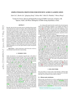 Simple Pooling Front-ends For Efficient Audio Classification