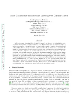 Policy Gradient for Reinforcement Learning with General Utilities
