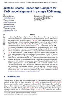 SPARC: Sparse Render-and-Compare for CAD model alignment in a single RGB
  image