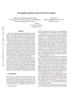Decompiling x86 Deep Neural Network Executables