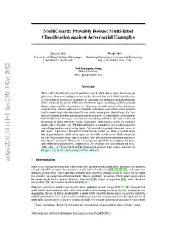 MultiGuard: Provably Robust Multi-label Classification against
  Adversarial Examples