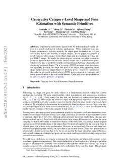 Generative Category-Level Shape and Pose Estimation with Semantic
  Primitives