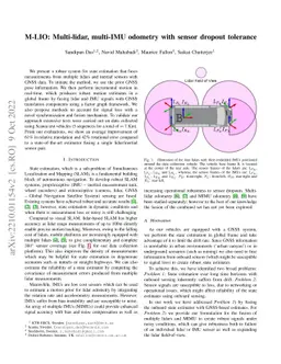 M-LIO: Multi-lidar, multi-IMU odometry with sensor dropout tolerance
