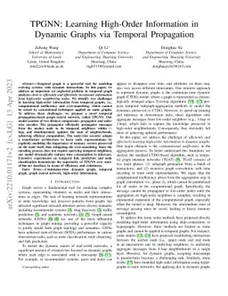 TPGNN: Learning High-order Information in Dynamic Graphs via Temporal
  Propagation