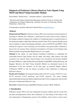 Diagnosis of Parkinson's Disease Based on Voice Signals Using SHAP and
  Hard Voting Ensemble Method
