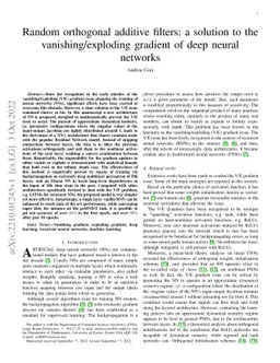Random orthogonal additive filters: a solution to the
  vanishing/exploding gradient of deep neural networks
