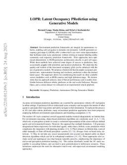 LOPR: Latent Occupancy PRediction using Generative Models