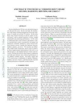 And what if two musical versions don't share melody, harmony, rhythm, or
  lyrics ?