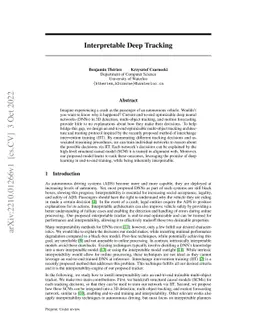 Interpretable Deep Tracking