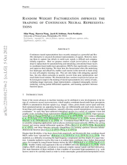 Random Weight Factorization Improves the Training of Continuous Neural
  Representations