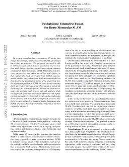 Probabilistic Volumetric Fusion for Dense Monocular SLAM