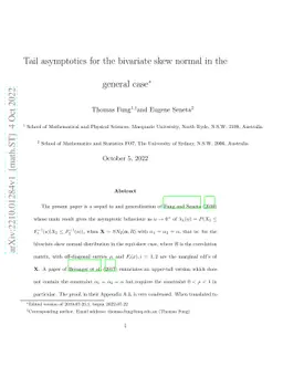 Tail asymptotics for the bivariate skew normal in the general case
